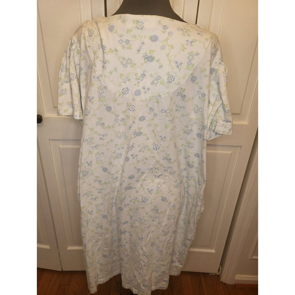 Moon Dance Blue/White  Button Up Gown/Robe XL Bow Embroidery Cottage Tradwife - Picture 2 of 7